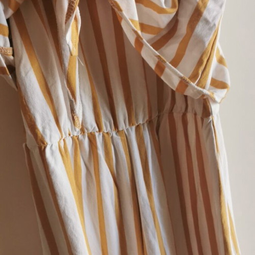 Bershka one-piece romper like new, white with mustard stripes, XS