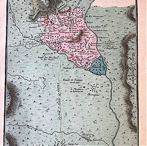1861 Τοπογραφικός Χάρτης της αρχαίας Σπάρτης του barbie du bocage επιχρωματισμένος όπως εκδόθηκε