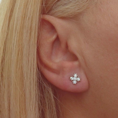 Silver cross earrings new with white zircon 925°