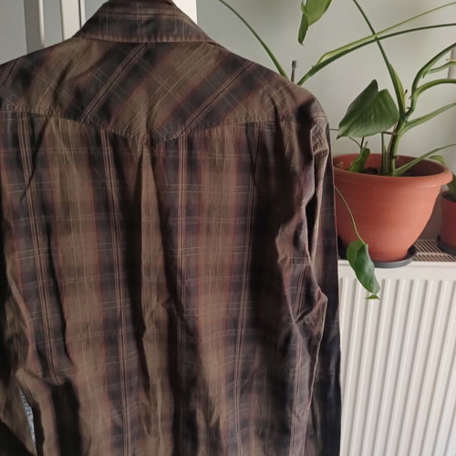 Opt checkered shirt size L used, green and brown