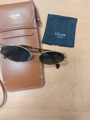 Γυαλιά ηλίου Celine Triomphe καινούργια, χρυσός σκελετός, πράσινοι φακοί