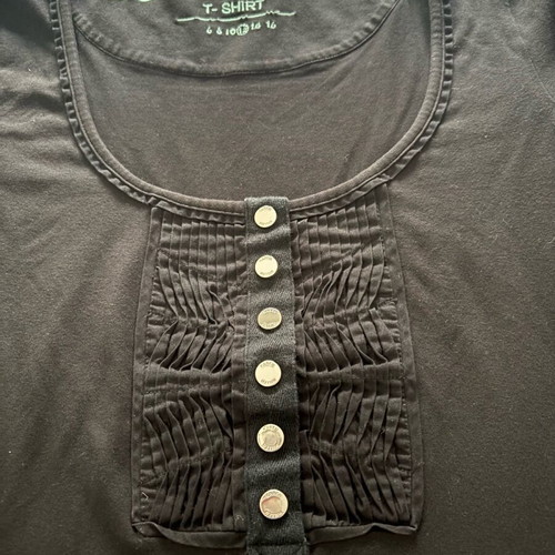 Karen Millen black cotton blouse used, size 12 UK