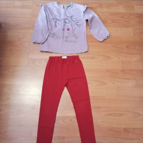 Set blouse with leggings like new, for girl 4-5 years, red and purple