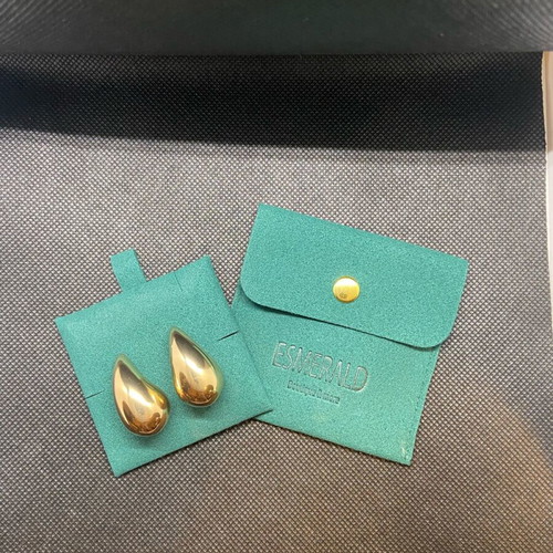 Gold teardrop earrings large size new with case