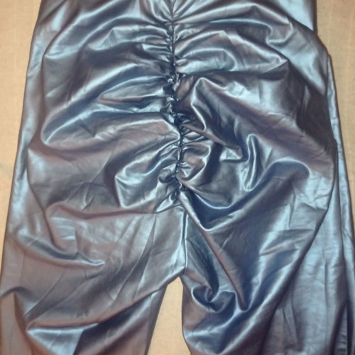 Metallic blue leggings pants new, size S