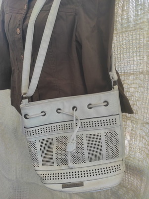 Achilleas Accessories shoulder bag used, white, drawstring pouch, perforated design