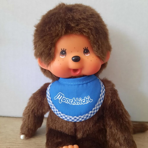 Monchhichi Classic Boy doll like new with blue bib