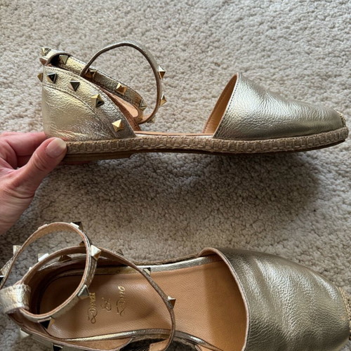 Flat espadrilles like new, gold and silver with studs