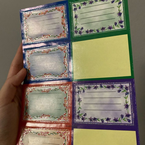 Sticker labels used, over 30 years old