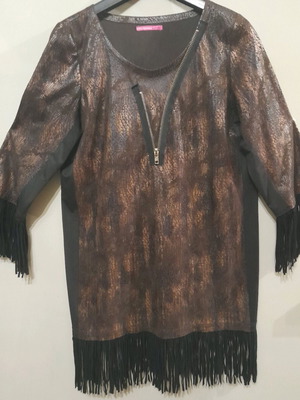 Custo Barcelona Boho kaftan dress with fringes like new, size L