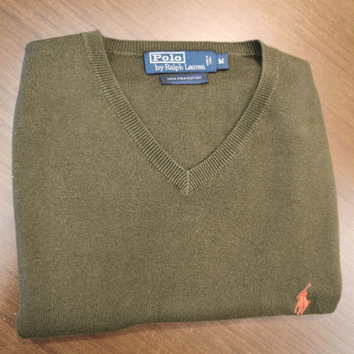 Polo Ralph Lauren Green Sweater Vest 100% Pima Cotton Men’s M Like New