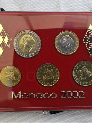 Monaco 2002 euro coin set mint condition