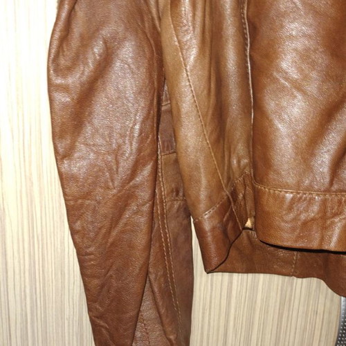 Saint Tropez leather jacket new, vintage style, brown, size S