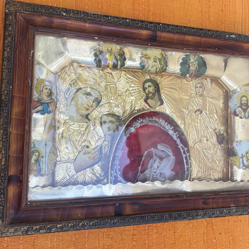 Vintage religious icon Russian origin in crown case like new