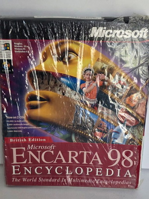 Microsoft Encarta 98 Encyclopedia Big Box British Edition PC CD Rom 2 Discs new