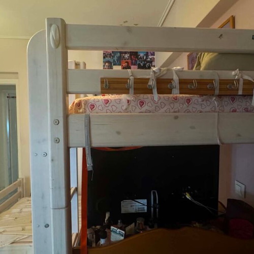 Wooden Bunk Bed used, two levels, natural wood