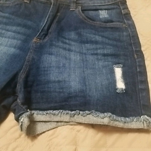 Shorts new, size Small, dark blue with frayed hem