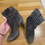 Suede ankle boots gray used, size 39, high heel