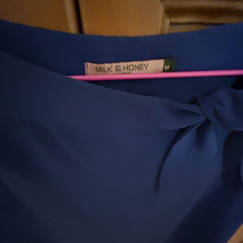 Milk and Honey blouse blue with bow like new