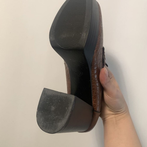 Mango Croc-Effect Platform Moccasins Like New, Brown Size 38