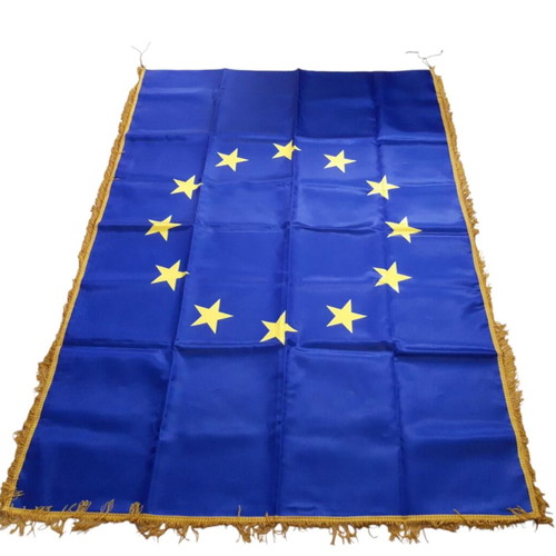 Large European Union Flag Kokkonis company like new, fabric with fringes