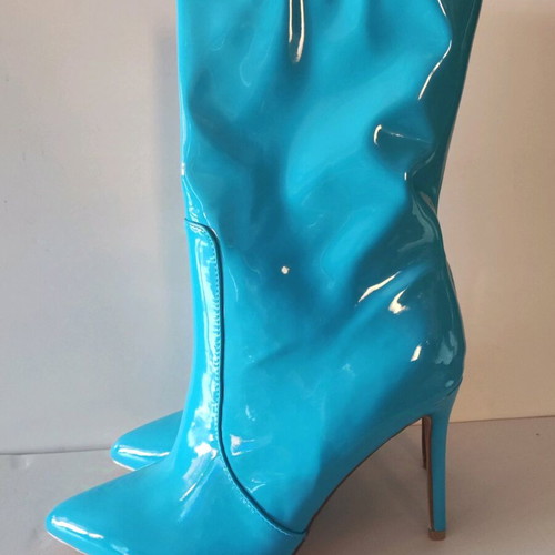 Patent leather boots blue new, size 41