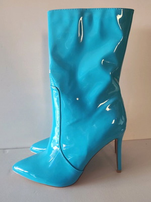 Patent leather boots blue new, size 41