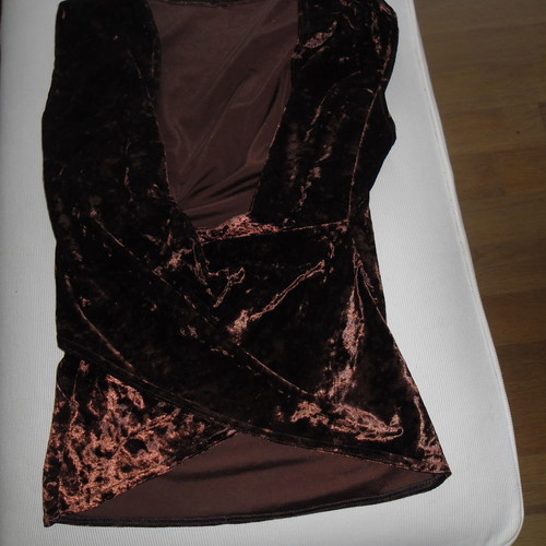 Velvet brown top like new, wrap style from Depolo