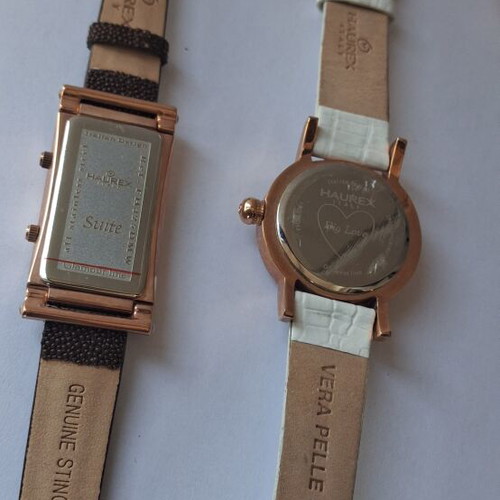 Haurex women's quartz watches new, brown and gold, set of two