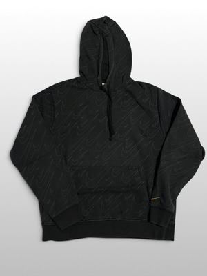Nike black hoodie with Swoosh pattern, medium