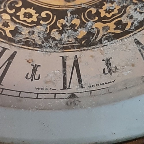 German brass clock baroque style used, 50-60s, large 40cm