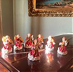 7 Vintage Χριστουγεννιάτικα Κόκκινα Αγγελάκια Κηροπήγια