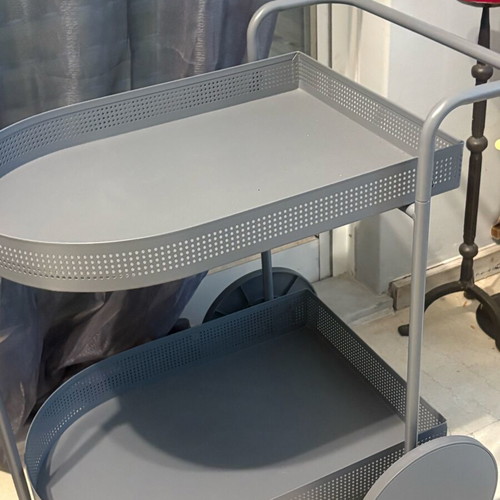 Trolley with wheels in gray color, two levels