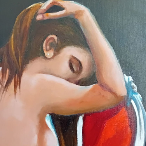 Authentic painting 100cm×70cm on canvas used, signed