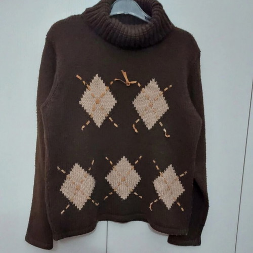 Y2K wool sweater, brown, size L