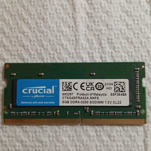 Crucial DDR4 1x8GB RAM μεταχειρισμένο, ταχύτητα 3200 για laptop