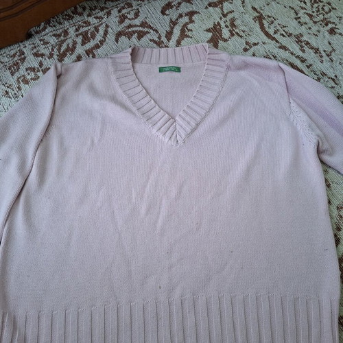 United Colors of Benetton women's pastel pink V-neck knit jumper size XL