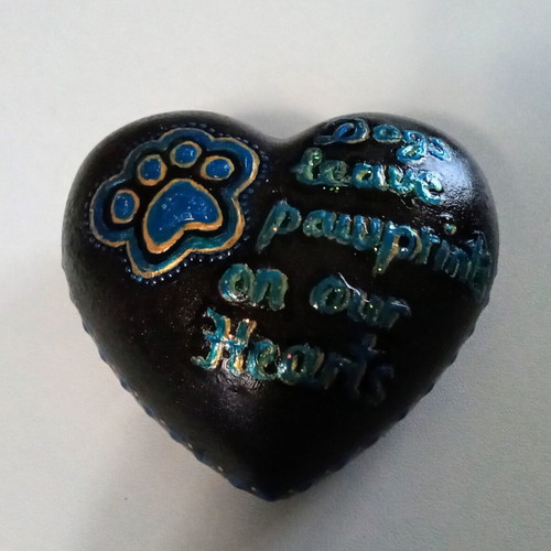 Handmade decorative plaster heart new with dot painting