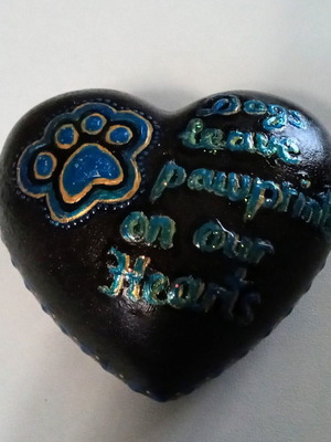 Handmade decorative plaster heart new with dot painting