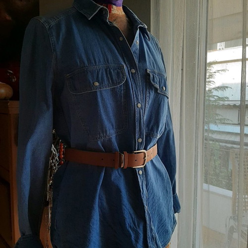 Women's denim shirt with long sleeves used