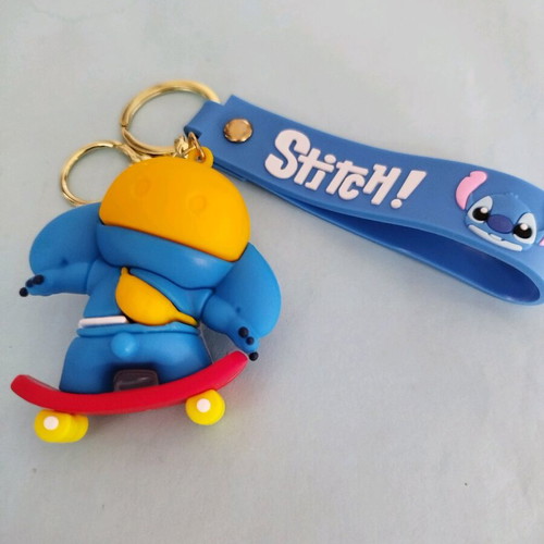 Stitch silicone keychain like new, blue and red