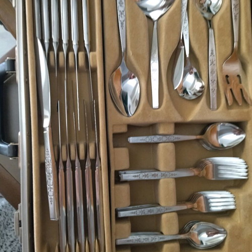 Vintage American stainless steel cutlery set complete, new