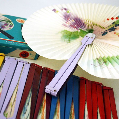 Vintage Peacock Fans pack of 12 with metal handle, new