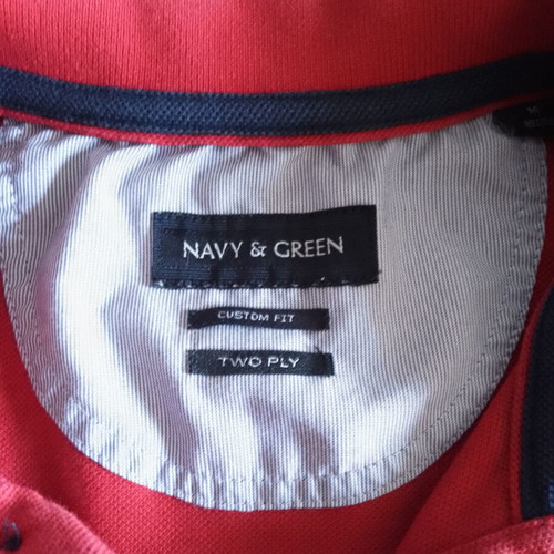 Navy Green men's polo shirt size M like new, red
