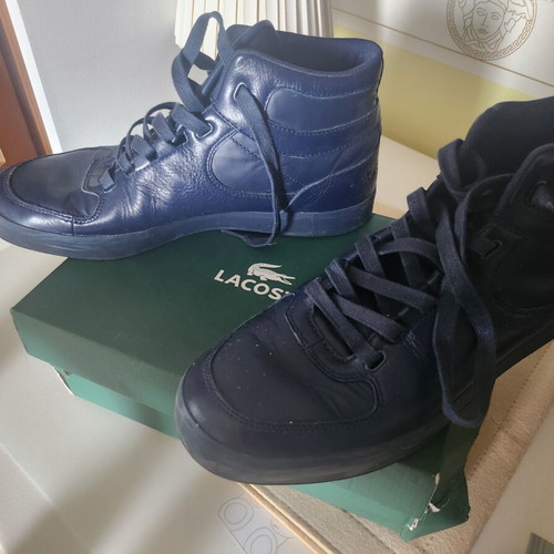 Lacoste blue leather basketball-style shoes like new, size 42