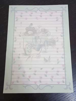 Letter papers new, 3 aromatic pieces blue-pink-green RBB