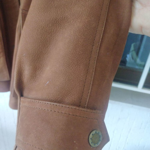 Freeland men's leather jacket used, beige, size L-XL