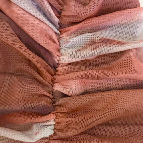 Mesh Strapless Top in Pink and Earth Tones like new, medium/large