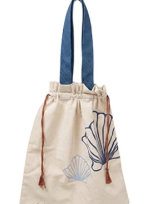 Korres fabric shoulder bag new, blue and white shell design