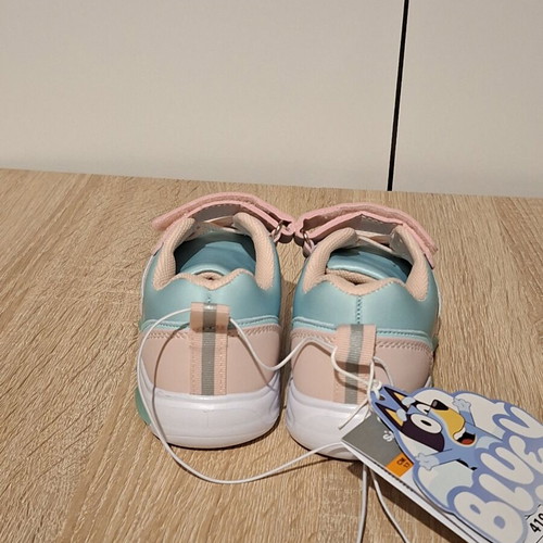 Bluey Sneakers with LED Lights, Size 27, Pink and Turquoise